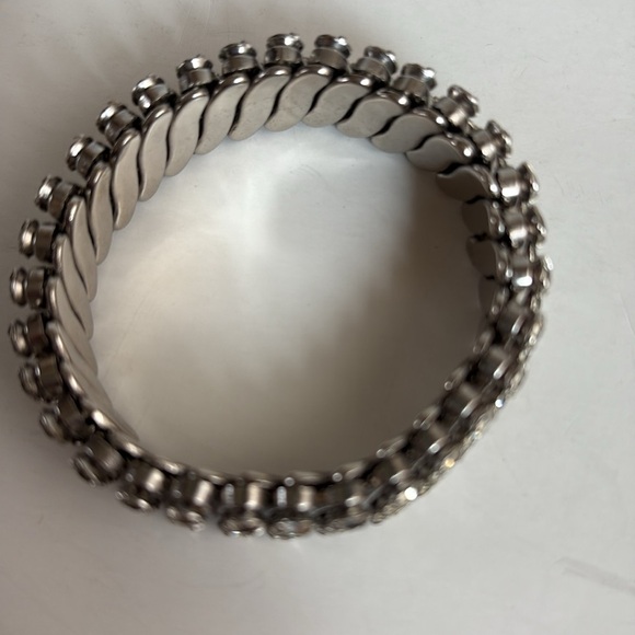 Crystal rhinestone expansion stretch bracelet Hollywood Madonna 80s silver - Picture 11 of 13